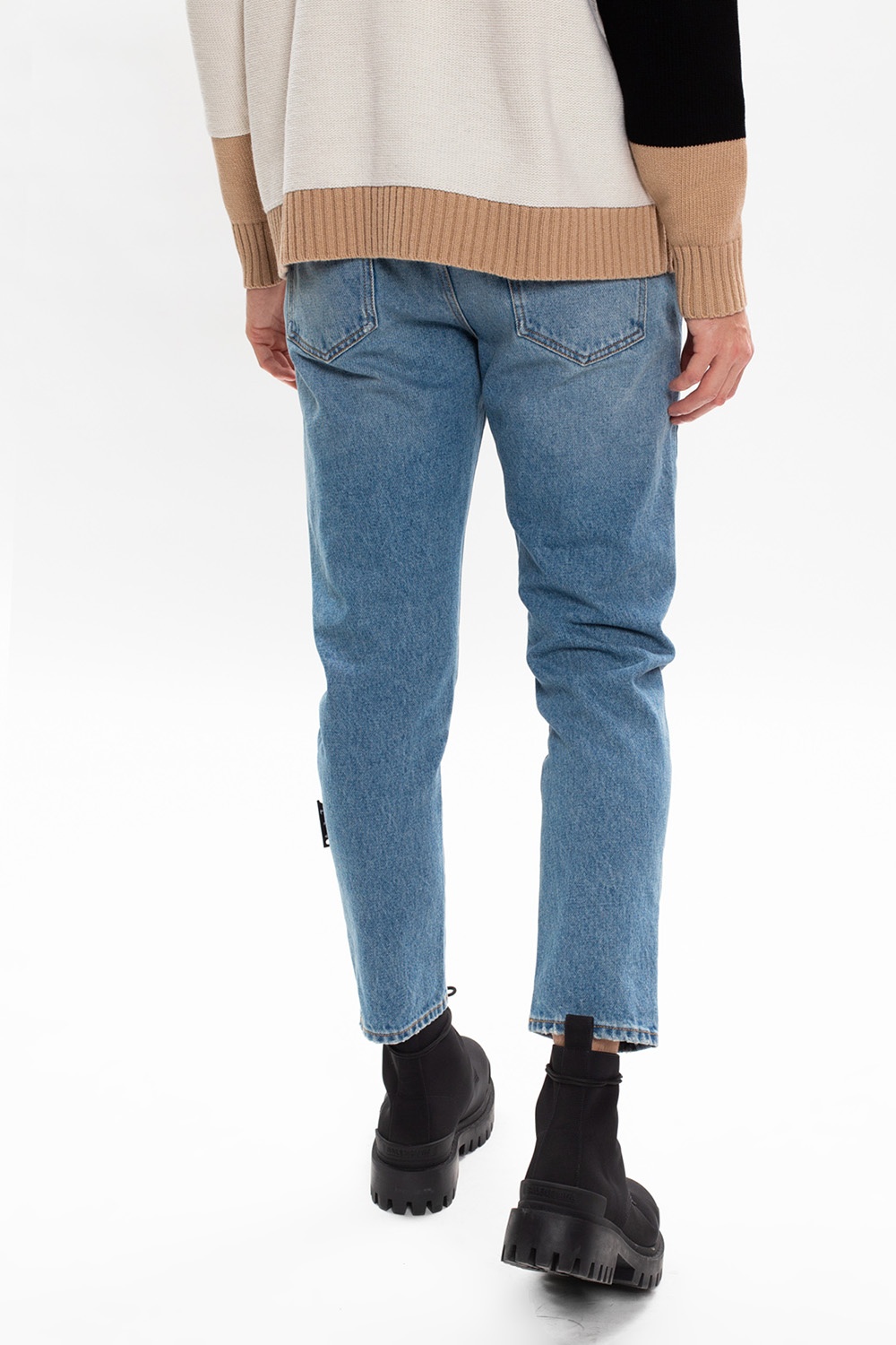 Off-White Ripped Knee Wash Jennifer Cropped Jeans